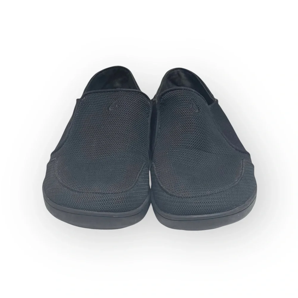 Rare: OluKai ʊ Nohea Mesh Drop In Heel Boat Shoes Sneakers ʊ  All Black ʊ 9